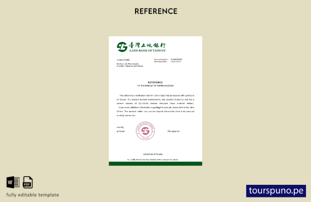 lista para imprimir plantilla de referencia del Taiwan Land Bank of Taiwan