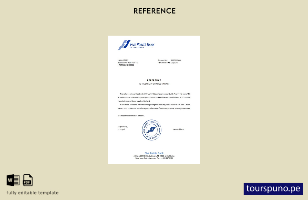lista para imprimir plantilla de referencia del banco USA Five Points