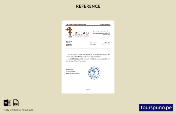listo para imprimir Burkina Faso Plantilla de referencia del Banco Central de lo