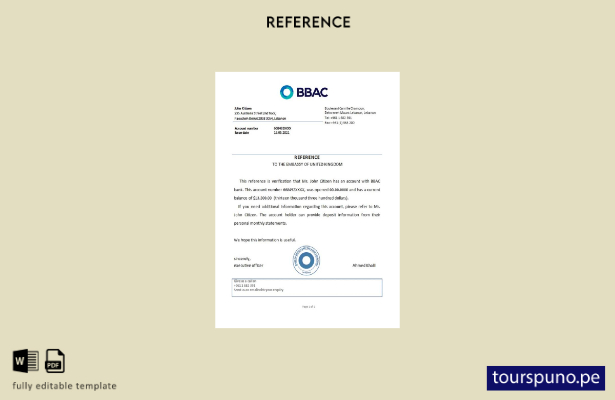plantilla de referencia BBAC de Líbano lista para imprimir