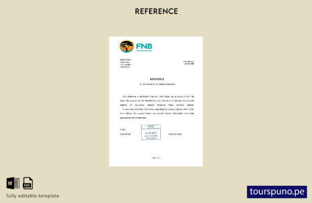plantilla de referencia FNB de Sudáfrica lista para imprimir
