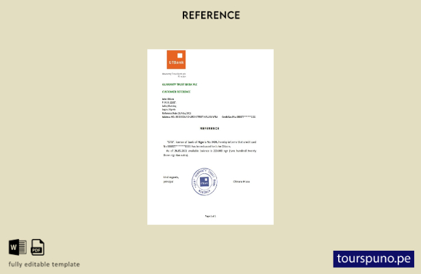 plantilla de referencia de Nigeria GTBank lista para imprimir