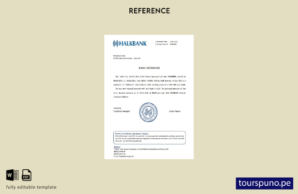 plantilla de referencia de Turkmenistán Halkbank lista para imprimir