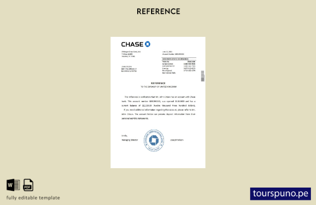 plantilla de referencia de USA Chase lista para imprimir