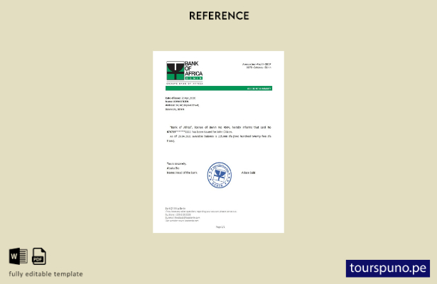 plantilla de referencia del Banco de África de Benín lista para imprimir