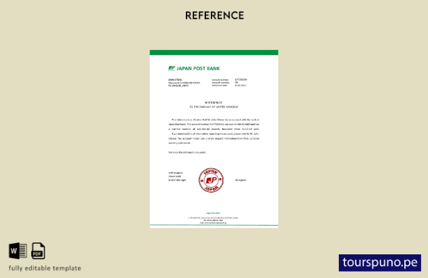 plantilla de referencia del Japan Post Bank lista para imprimir
