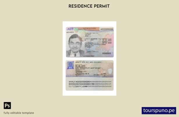 listo para imprimir la plantilla actual del permiso de residencia en Austria