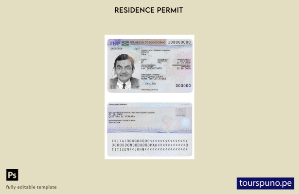 listo para imprimir nueva plantilla de permiso de residencia en Italia