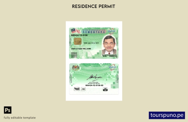 listo para imprimir plantilla de tarjeta verde MyKAS kad pengenalan sementa de M