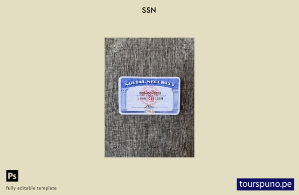 listo para imprimir USA SSN photolook fondo de jeans gris plantilla FRONTAL