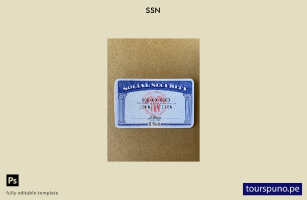 listo para imprimir plantilla FRONTAL de fondo de papel fotográfico SSN de EE. U