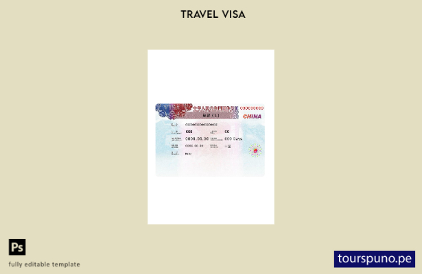 Listo para imprimir la plantilla actual de visa de China