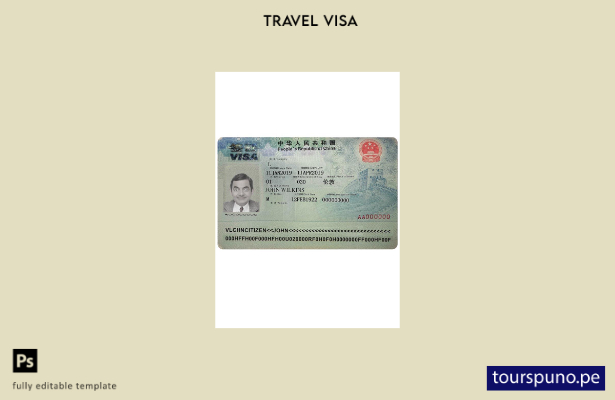 Plantilla de versión de visa de China lista para imprimir