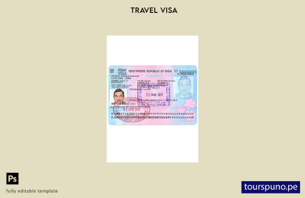Plantilla de versión de visa de viaje para India lista para imprimir