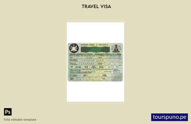 Plantilla de visa Nigeria lista para imprimir