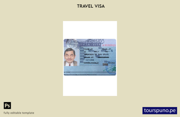 Plantilla de visa Serbia lista para imprimir