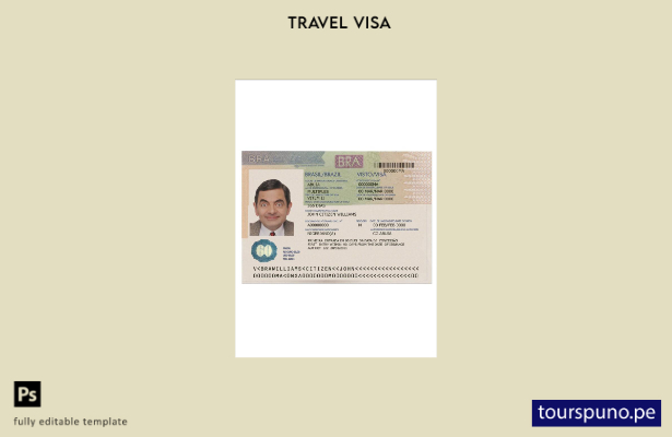 Plantilla de visa de Brasil lista para imprimir