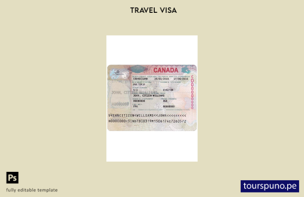 Plantilla de visa de Canadá lista para imprimir