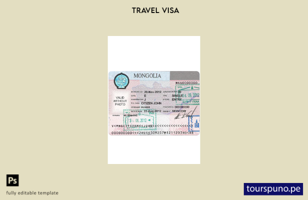 Plantilla de visa de Mongolia lista para imprimir