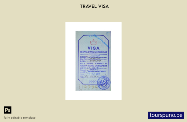 Plantilla de visa de sello de Brunei lista para imprimir