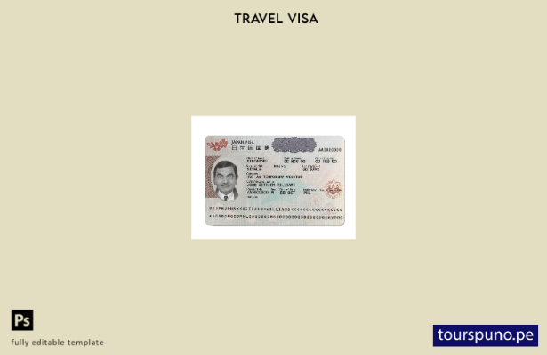 Plantilla de visa de turista para Japón lista para imprimir