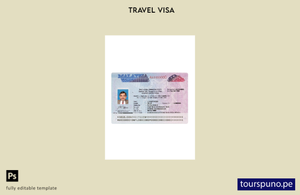Plantilla de visa de viaje a Malasia lista para imprimir