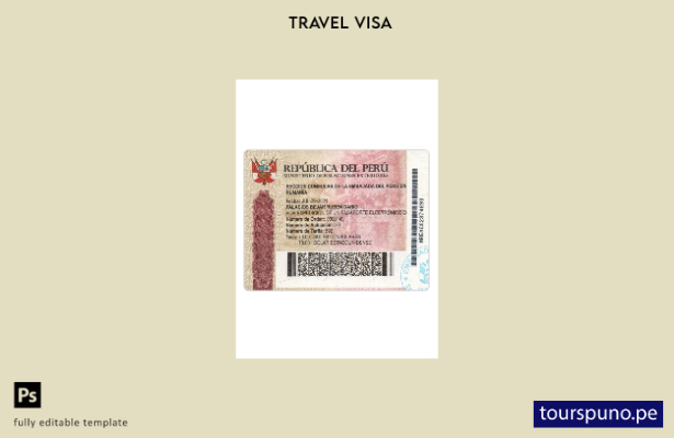 Plantilla de visa de viaje a Perú lista para imprimir