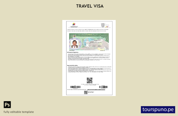 Plantilla de visa de viaje para Ecuador lista para imprimir en formatos Word y P