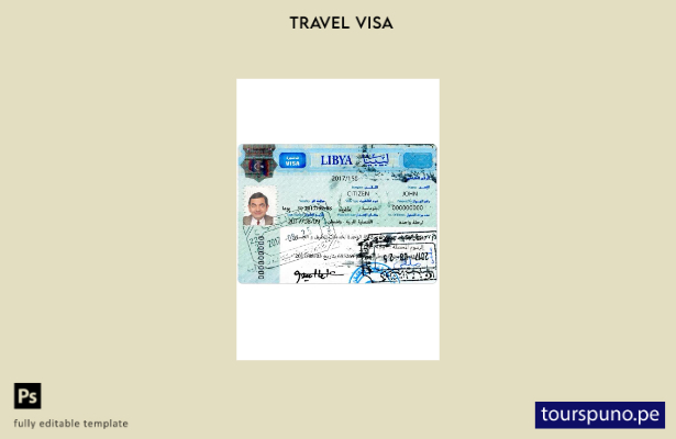 Plantilla de visa de viaje para Libia lista para imprimir