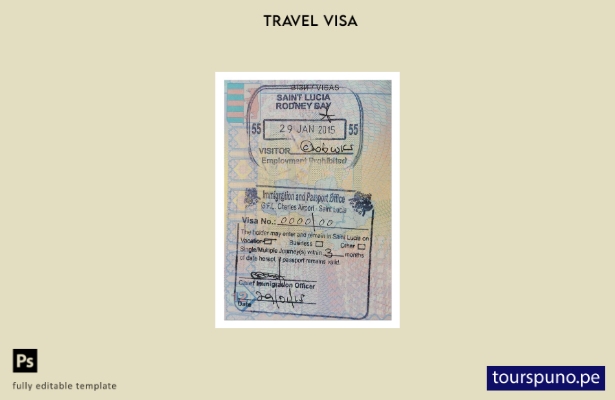 Plantilla de visa de viaje para Santa Lucía lista para imprimir