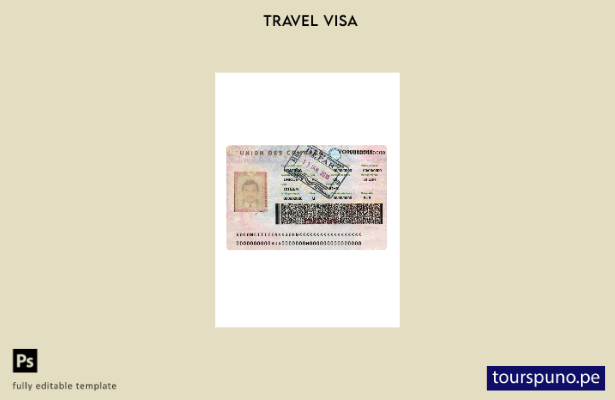 Plantilla de visa de viaje para Unión de Comoras lista para imprimir