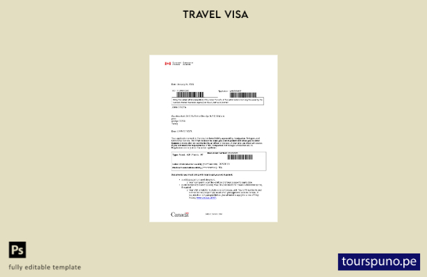 Plantilla de visa electrónica de Canadá lista para imprimir en formatos Word y P