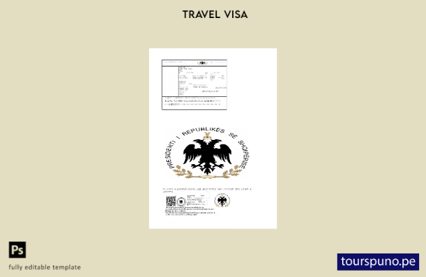 Plantilla de visa electrónica para Albania lista para imprimir en formatos Wor 1