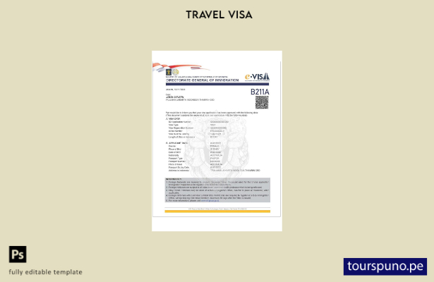 Plantilla de visa electrónica para Indonesia lista para imprimir