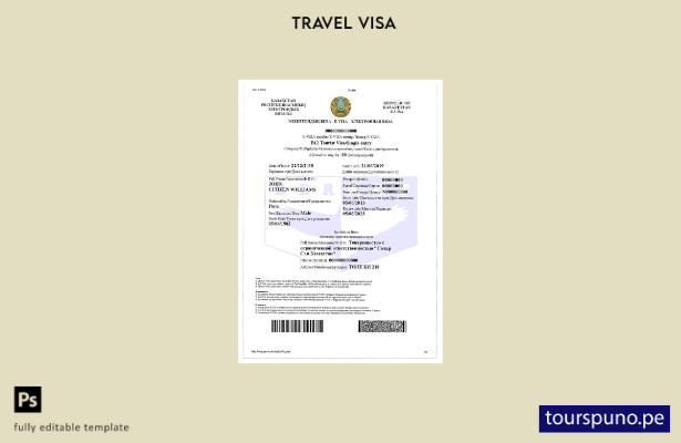 Plantilla de visa electrónica para Kazajstán lista para imprimir