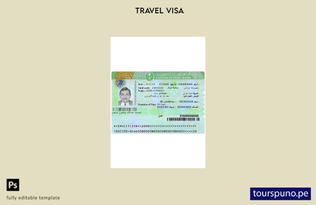 Plantilla de visa para Arabia Saudita lista para imprimir