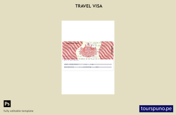 Plantilla de visa para Australia lista para imprimir