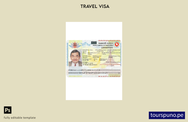 Plantilla de visa para Bangladesh lista para imprimir