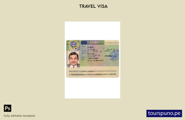 Plantilla de visa para Chipre lista para imprimir