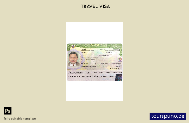 Plantilla de visa para Ecuador lista para imprimir