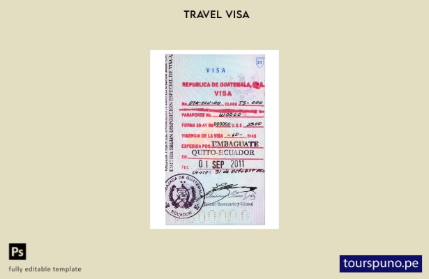 Plantilla de visa para Guatemala lista para imprimir
