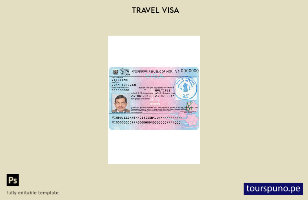 Plantilla de visa para India lista para imprimir