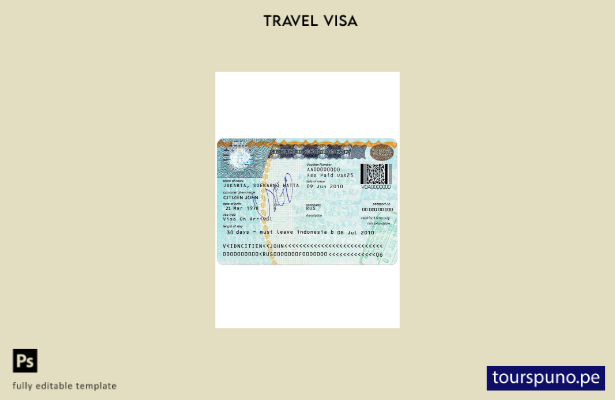 Plantilla de visa para Indonesia lista para imprimir