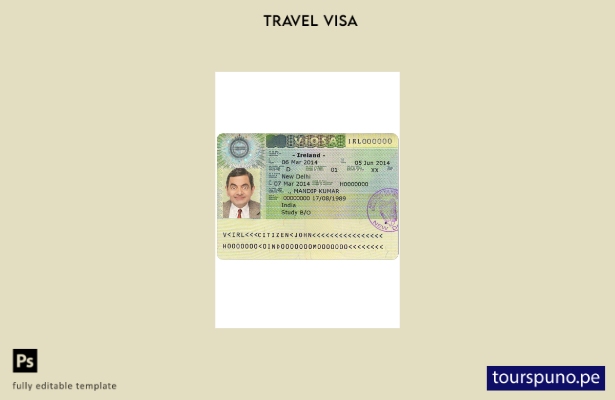 Plantilla de visa para Irlanda lista para imprimir