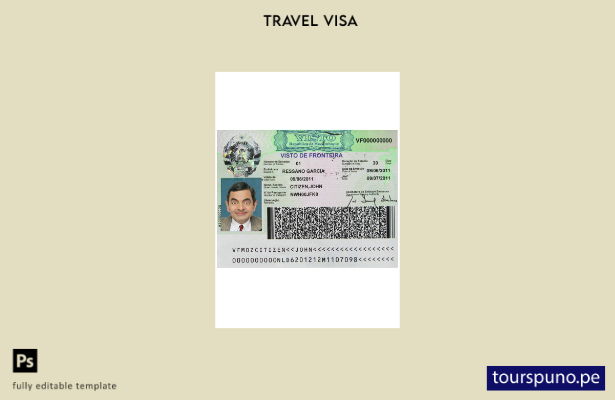 Plantilla de visa para Mozambique lista para imprimir