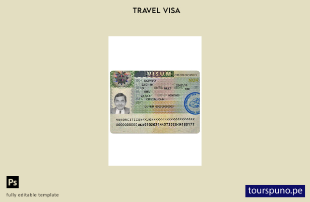 Plantilla de visa para Noruega lista para imprimir