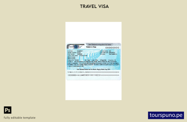 Plantilla de visa para Nueva Zelanda lista para imprimir