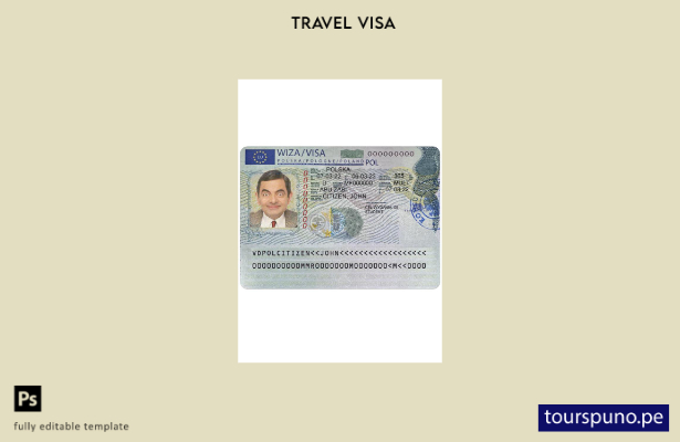 Plantilla de visa para Polonia lista para imprimir