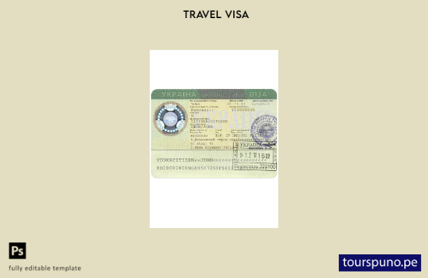 Plantilla de visa para Ucrania lista para imprimir