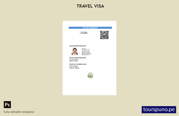 listo para imprimir la visa electrónica de Djibouti en plantilla de Word y Pdf